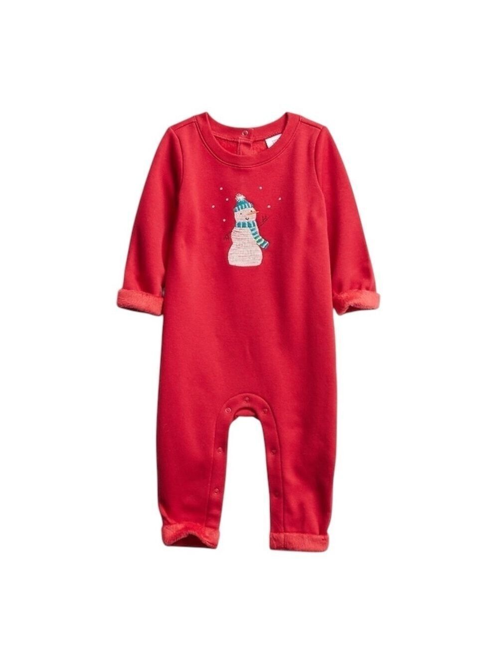 Gap Baby Cozy Fleece Snowman Winter One-Piece Jumpsuit